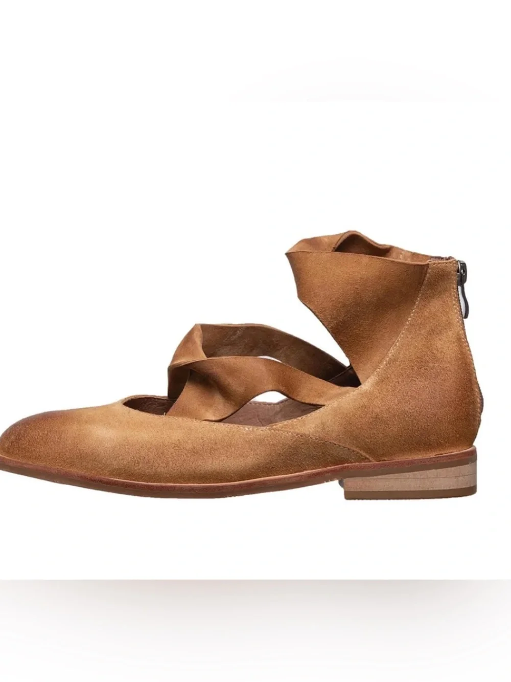 Antelope Lalana Suede Back-Zip Flats In Taupe Women’s Size 38 EU New In Box